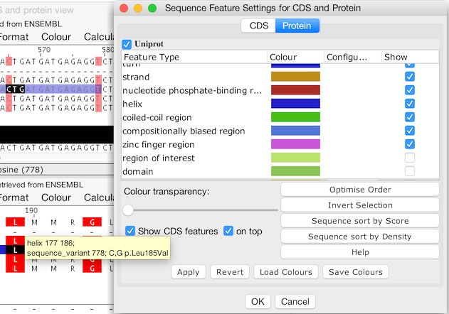 Linked CDS and Protein Feature Settings showing Virtual Feature checkbox